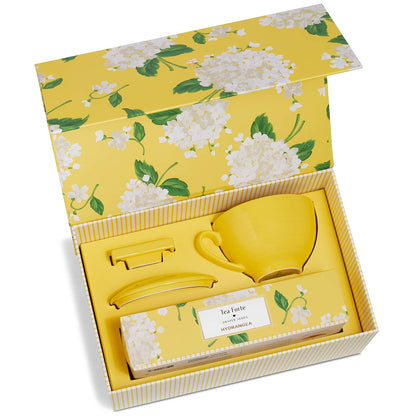 Tea Forte Gift Set with Cafe Cup, Tea Tray, Petite Presentation Box with 10 Handcrafted Pyramid Infuser Tea Bags, Hydrangea