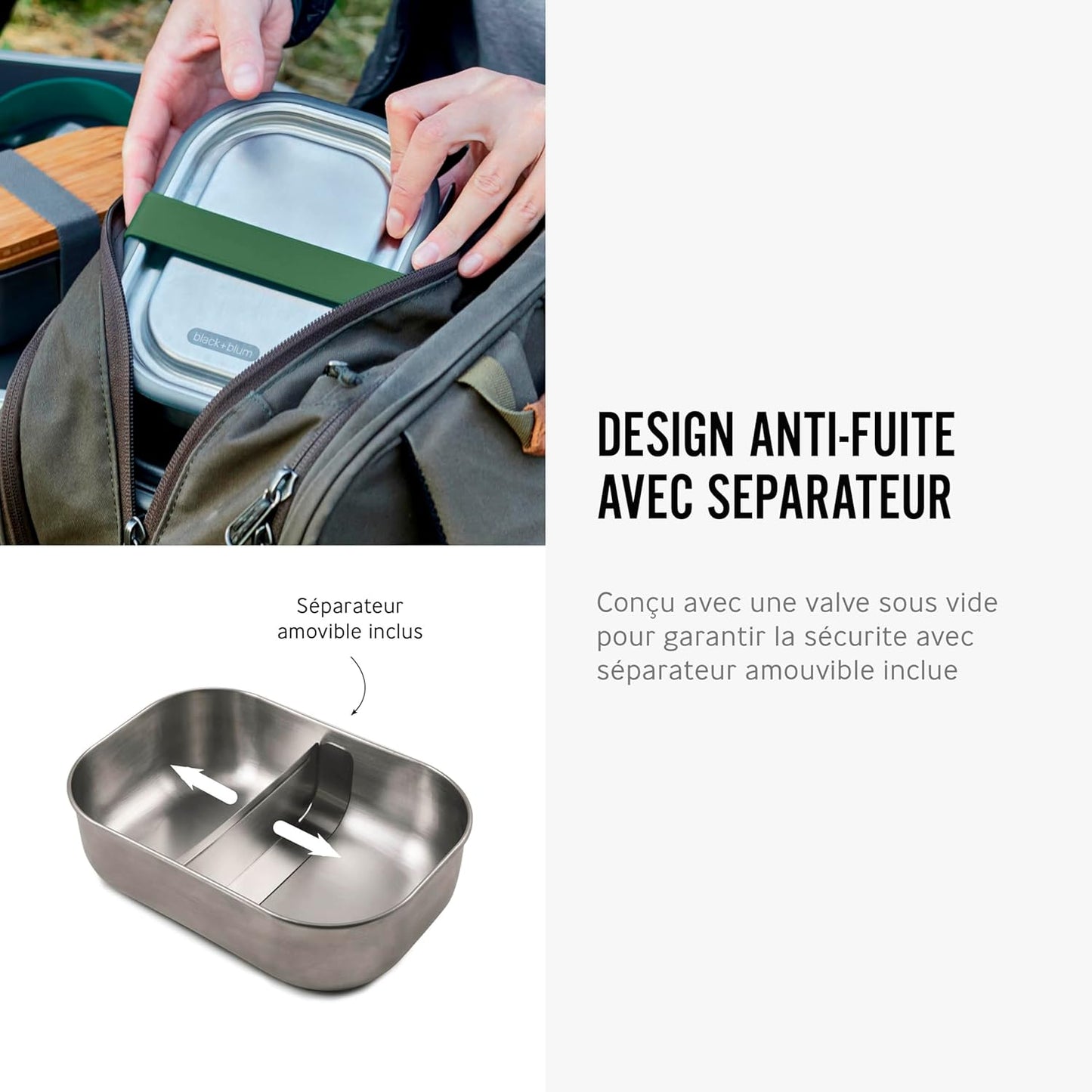 Black+Blum Stainless-steel Lunch Box | Leak-proof Oven Safe Plastic Free Meal Prep Lunch Food Container, Olive, 1000ml / 34 fl oz