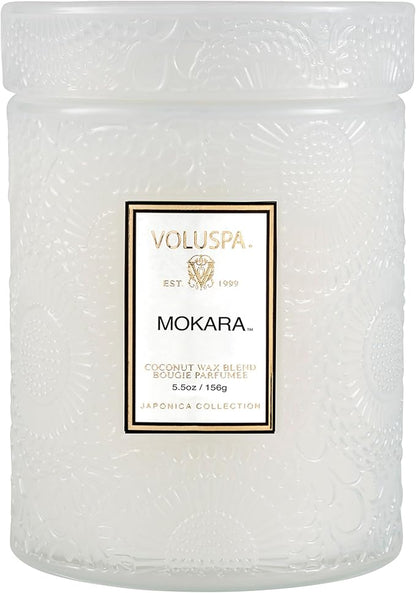 Voluspa Mokara, Small Candle Jar, 5.5 oz, 50 Hour Burn Time, Coconut Wax for Clean Burning, Handcrafted in the USA