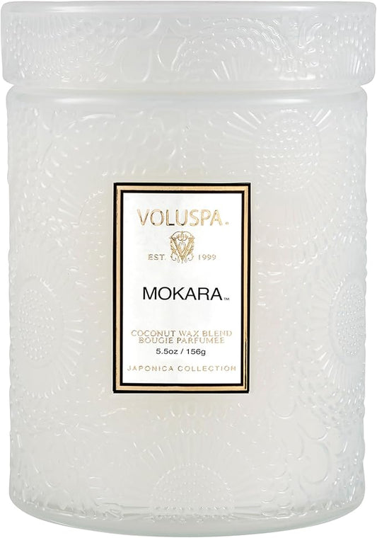 Voluspa Mokara, Small Candle Jar, 5.5 oz, 50 Hour Burn Time, Coconut Wax for Clean Burning, Handcrafted in the USA