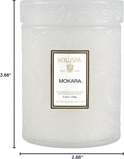 Voluspa Mokara, Small Candle Jar, 5.5 oz, 50 Hour Burn Time, Coconut Wax for Clean Burning, Handcrafted in the USA