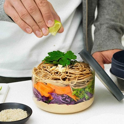 BLACK + BLUM Glass Lunch Bowl | Leak-Proof Oven Safe Meal Prep Lunch Box Food Container, Almond, 25 fl oz / 750 ml