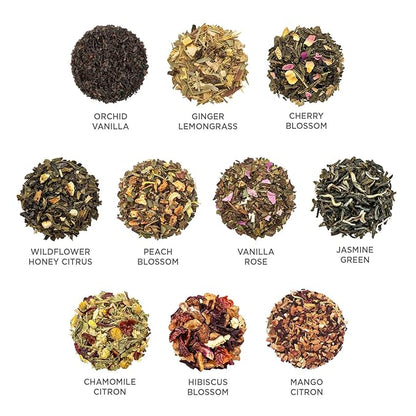 Tea Forte, Jubilee Petite Presentation Sampler Gift Box, Pyramid Infusers With Organic Loose Leaf, Green, Black, White, Herbal Assorted Tea, 1 Count