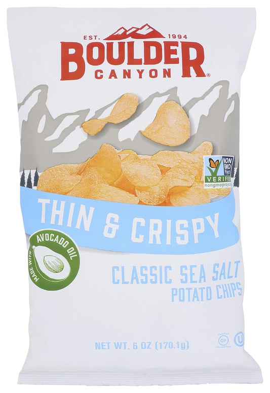Boulder Canyon Thin & Crispy Potato Chips W/Sea Salt 6 OZ bags (Case Pack of 12)