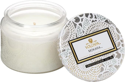 Voluspa Mokara, Petite Candle Jar, 3.2 ounce, 25 Hour Burn Time, Coconut Wax for Clean Burning, Handcrafted in the USA