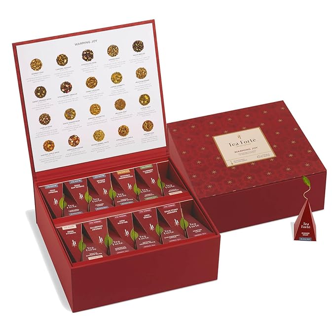 Tea Forte 2025 Limited Edition Warming Joy Tea Chest 40 Pyramid Infusers