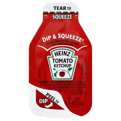 Heinz Dip & Squeeze Tomato Ketchup, 0.95 oz, Pack of 300