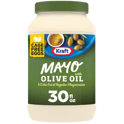 Kraft Mayo with Olive Oil Reduced Fat Mayonnaise - Rich and Flavorful Condiment for Sandwiches, Dips and Dressings, Made W Cage-Free Eggs, For a Keto Low Carb Lifestyle, 12 Ct Pack, 30 Fl Oz Jars