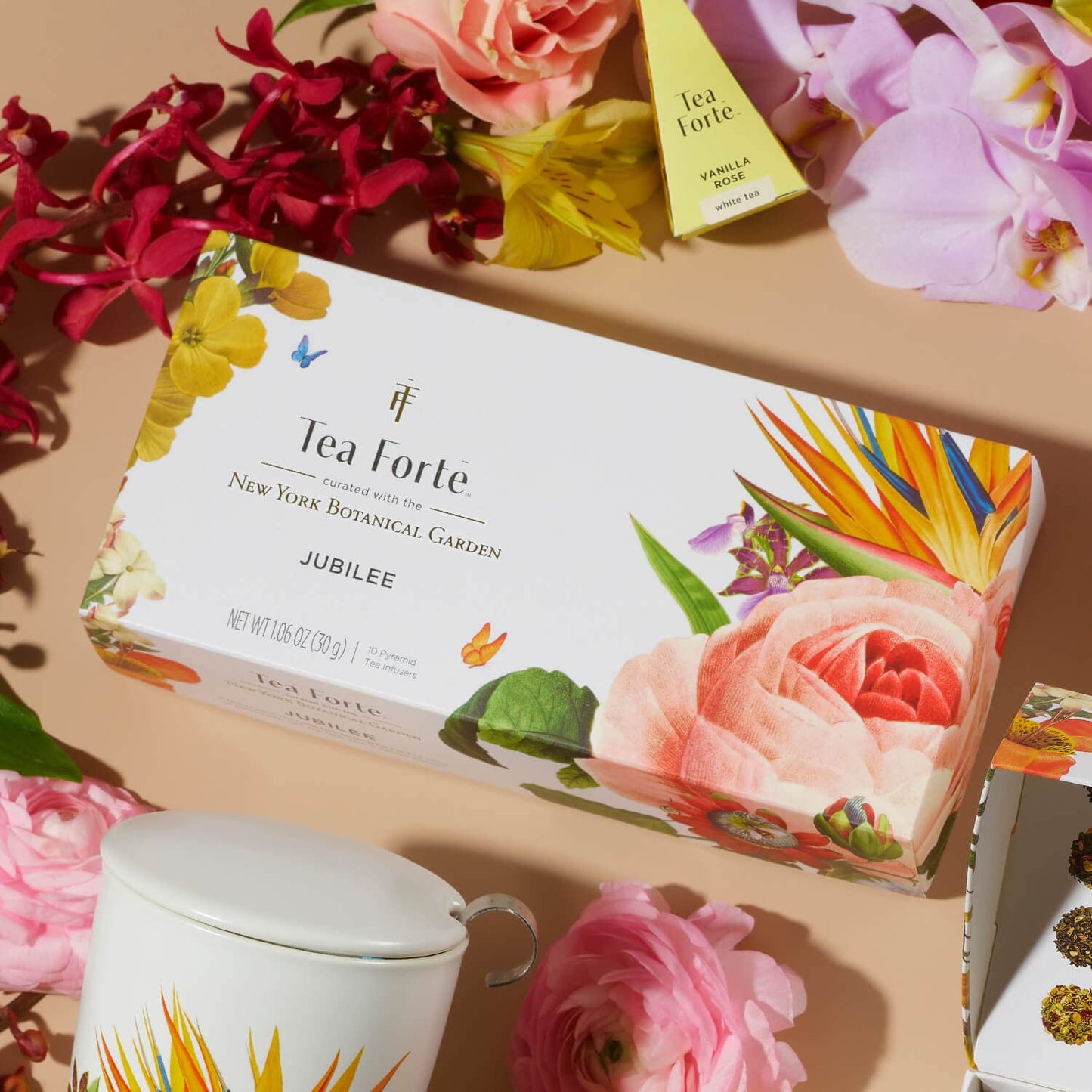 Tea Forte, Jubilee Petite Presentation Sampler Gift Box, Pyramid Infusers With Organic Loose Leaf, Green, Black, White, Herbal Assorted Tea, 1 Count