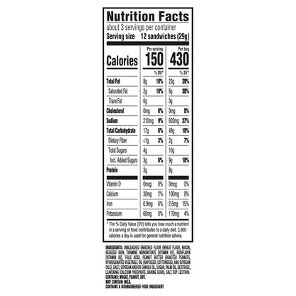 RITZ Bits Peanut Butter Cracker Sandwiches, Big Bag, 3 Ounce (Pack of 12)