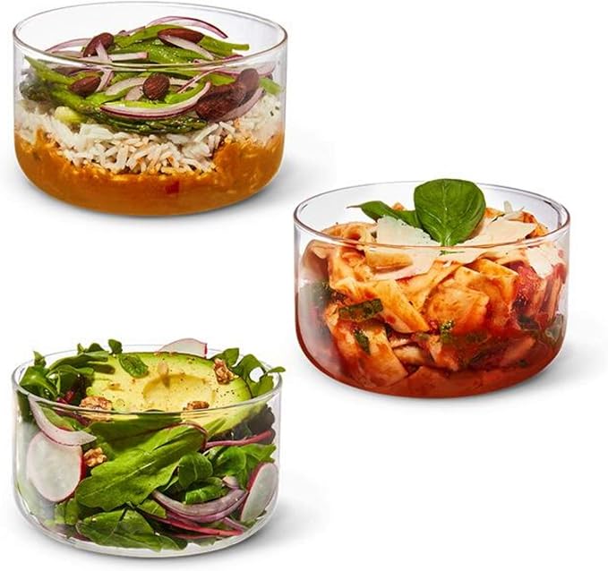 BLACK + BLUM Glass Lunch Bowl | Leak-Proof Oven Safe Meal Prep Lunch Box Food Container, Almond, 25 fl oz / 750 ml