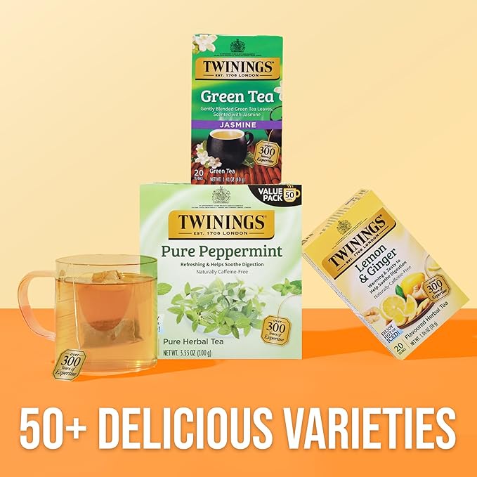 Twinnings Of London Herbal Tea Lemon & Ginger 20 Individual Tea Bags 1.06OZ Pack of 6