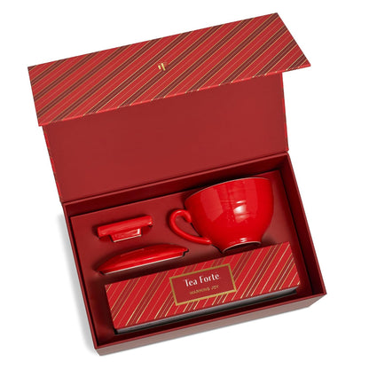 Tea Forte Luxury Tea Gift Set with Café Cup & 10 Pyramid Infusers - Warming Joy