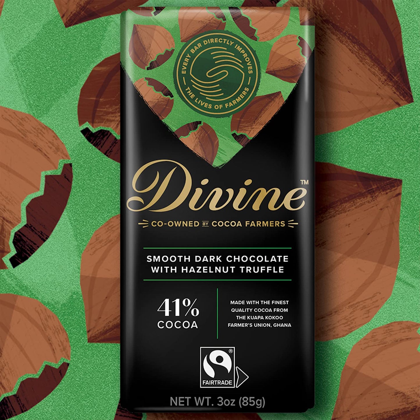 Divine dark chocolate hazelnut truffle pack of 12