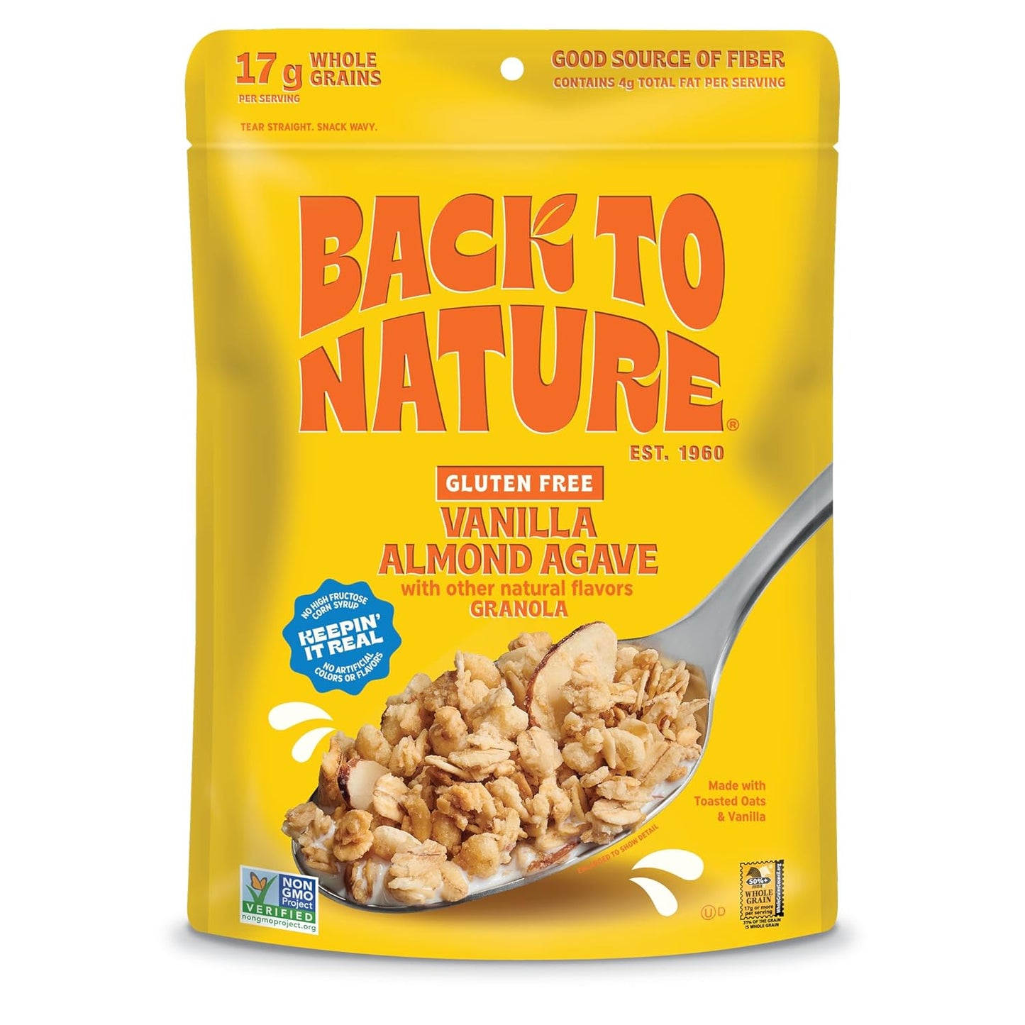 Back to Nature Gluten Free Vanilla Almond Agave Granola 11 oz Pack of 6
