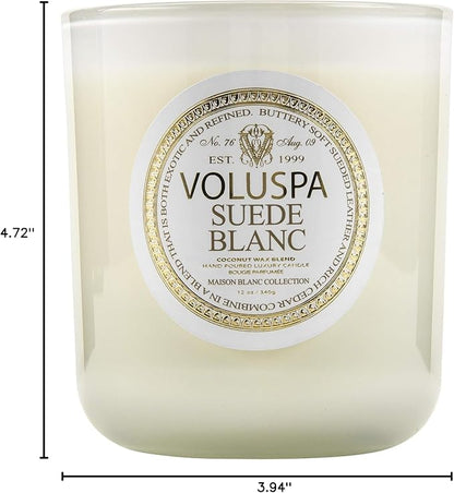 Voluspa Suede Blanc Classic Maison Candle, 100 Hour 12 oz