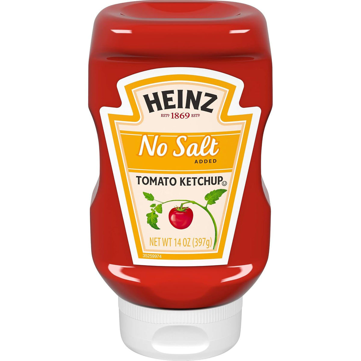 Heinz No Salt Tomato Ketchup, 14 oz Squeeze Bottles, Pack of 6