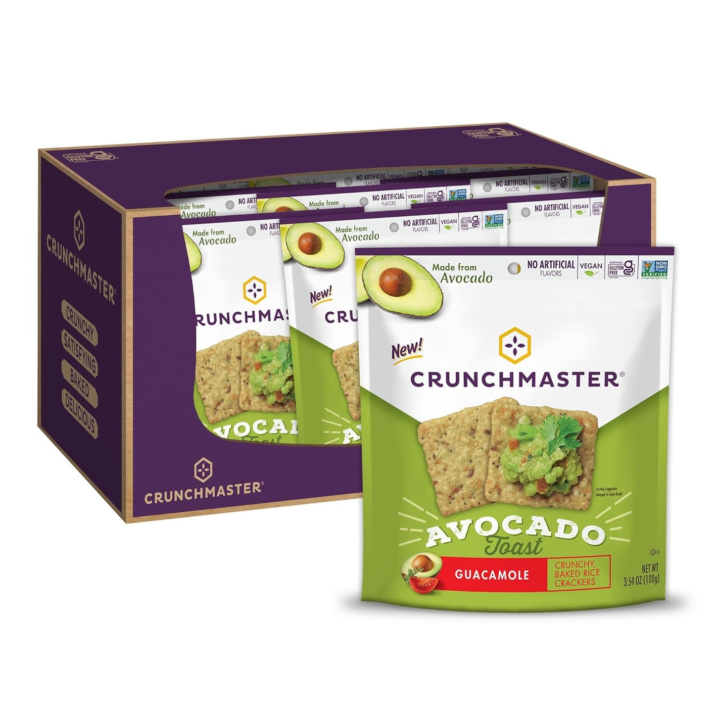 CrunchMaster Avocado, Salt and Pepper Toast Crackers 3.54 oz Bag (Case pack of 12)
