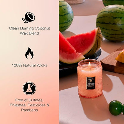 Voluspa Kalahari Watermelon, Small Candle Jar, 5.5 Ounces, 50 Hour Burn Time, Coconut Wax for Clean Burning, Handcrafted in the USA