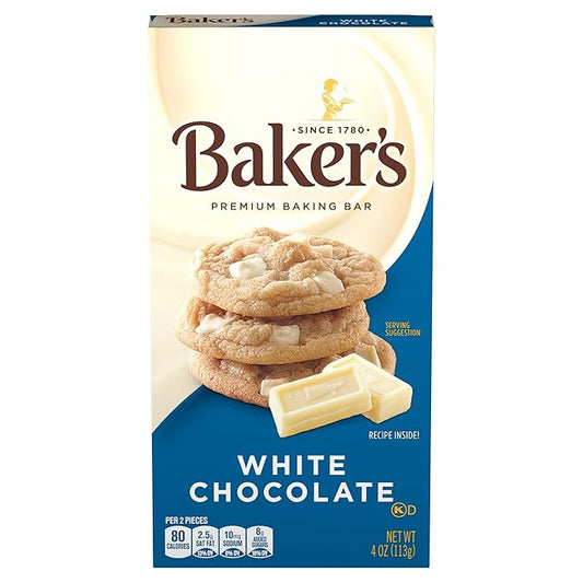 Bakers Premium White Chocolate Baking Bar 4oz Bar