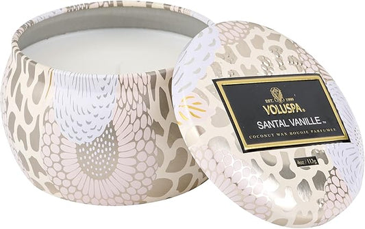 VOLUSPA Santal Vanille Tin Candle 4oz (113g) Coconut Wax Blend