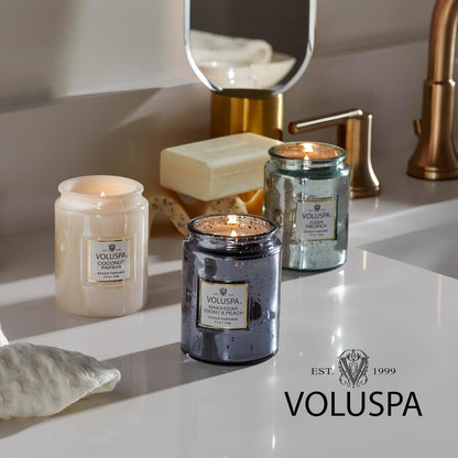 Voluspa Casa Pacifica, 3 Wick Tin Candle, 12 Ounces, 40 Hour Burn Time, Coconut Wax for Clean Burning, Handcrafted in The USA