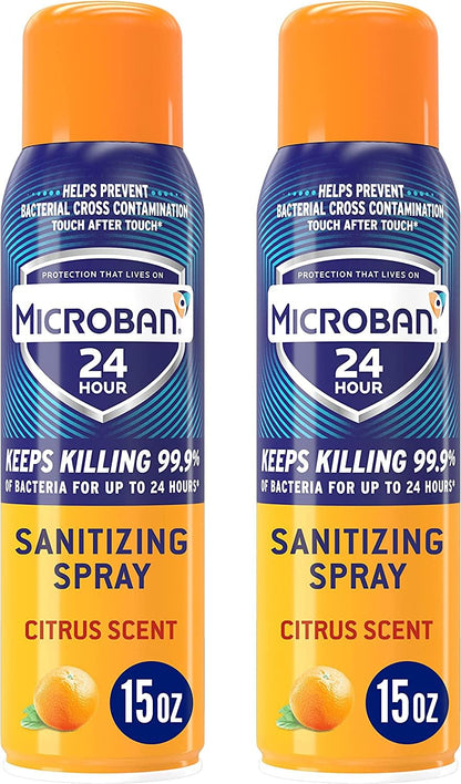 Microban 24 Hour Citrus Scent Disinfectant Sanitizing Spray - 15oz