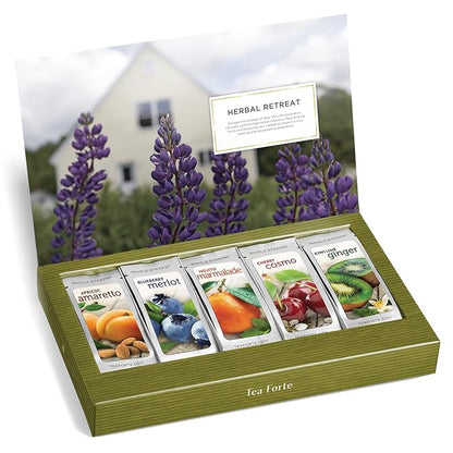 Tea Fortè Herbal Retreat Box 15 Sachets Tisane Fruit 5 Assorted Flavours Bio