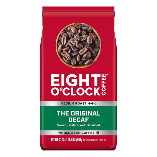 Eight O' Clock Decaf Medium Roast Whole Bean Coffee 21 oz (6 Pack)