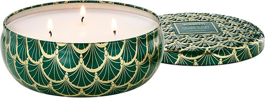 Voluspa Noble Fir Garland, 3 Wick Tin Candle, 12oz, 40 Hour Burn Time, Coconut Wax Candle for The Home, Handcrafted in The USA