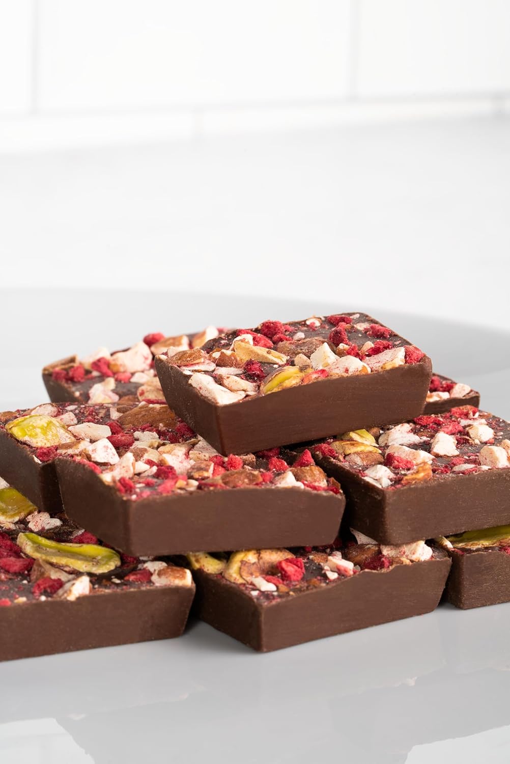 JoJo's Dark Chocolate Raspberries, Almonds, & Pistachio Bites 3.6 oz bags (Case Pack of 6)