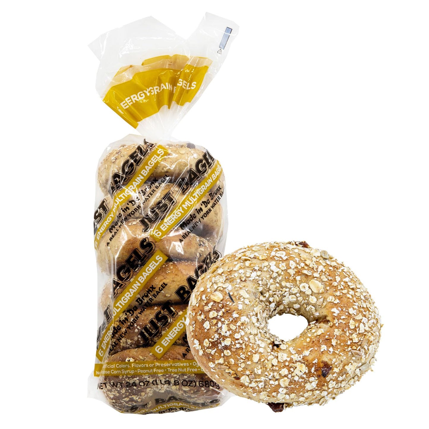 Just Bagels Energy Multigrain Bagels - 2 Packs Of 6 Bagels Per Pack - 12 Total Non-GMO