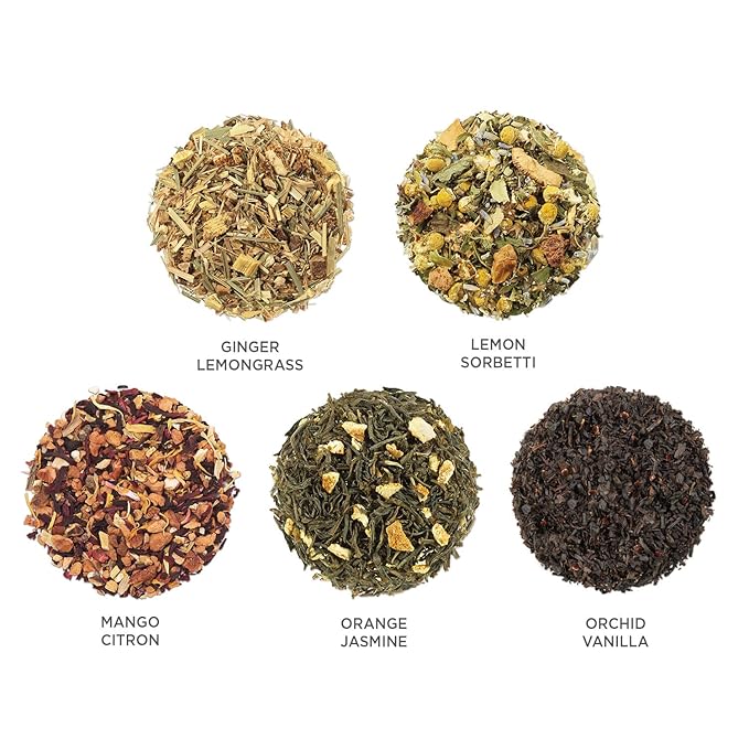 Tea Forte Petite Presentation Box Tea Samplers, Assorted Variety Tea Box, 10 Handcrafted Pyramid Tea Infusers (Paradis)