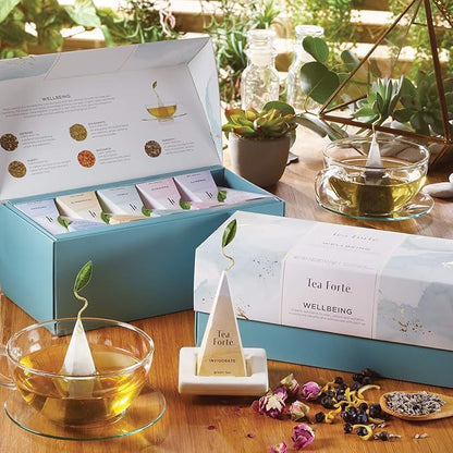 Tea Forte Wellbeing Organic Wellness Tea Presentation Box Tea Sampler Gift Se... 20 infusers