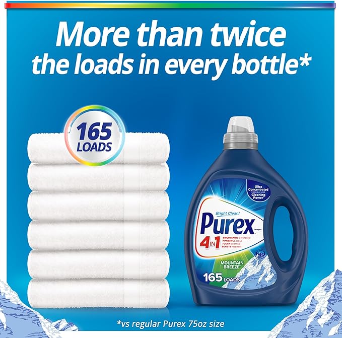 Purex 4 in 1 Mountain Breeze Liquid Laundry Detergent 82.5 fl oz Bottle (pack of 6)