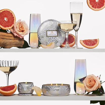 Voluspa Sparkling Cuvee, 3 Wick Tin Candle, 12 Ounce, 40 Hour Burn Time, Coconut Wax for Clean Burning, Handcrafted in The USA