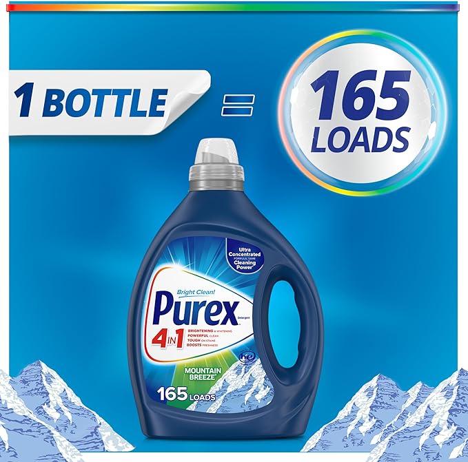 Purex 4 in 1 Mountain Breeze Liquid Laundry Detergent 82.5 fl oz Bottle (pack of 6)