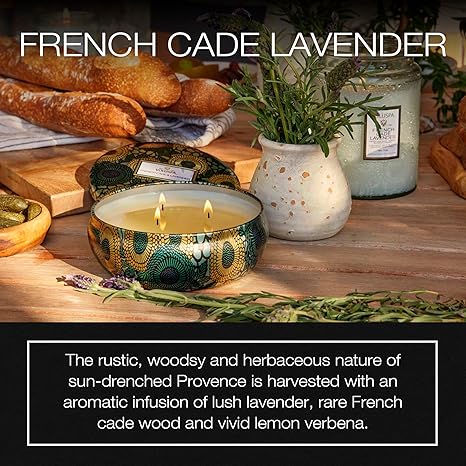 VOLUSPA FRENCH CADE & LAVENDER 3 Wick Candle In Tin Coconut Wax 12oz 340g New