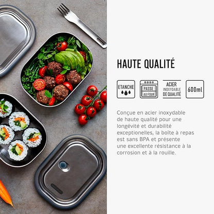 BLACK + BLUM | Leak-Proof Oven Safe Plastic Free Meal Prep Lunch Food Container, Olive, 600ml / 20fl, Stainless Steel & Silicone