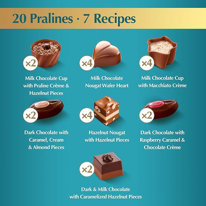 Lindt Mini Pralines, Assorted Chocolate Candy Pralines with Premium Filling, 3.4 oz Box( Pack of 6)