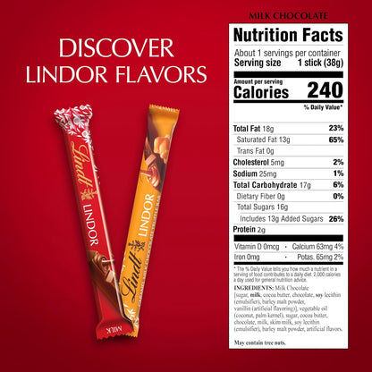 Lindt Lindor Chocolate Truffle Bars 1.3 oz bar (Case Pack of 24)