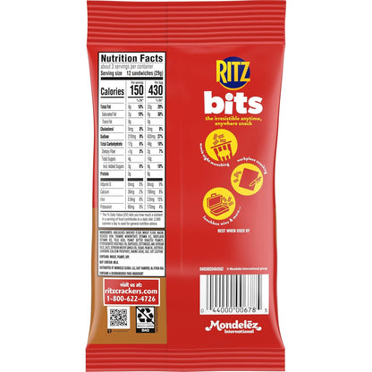 RITZ Bits Peanut Butter Cracker Sandwiches, Big Bag, 3 Ounce (Pack of 12)