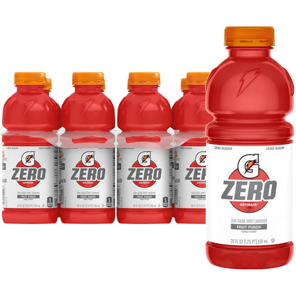 Gatorade G Zero Thirst Quencher Fruit Punch, 20 fl oz - 8 Count