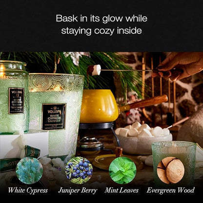 Voluspa White Cypress,Small Candle Jar, 5.5 Ounce,50 Hour Burn Time, & Coconut Wax for Clean Burning,,Handcrafted in the USA