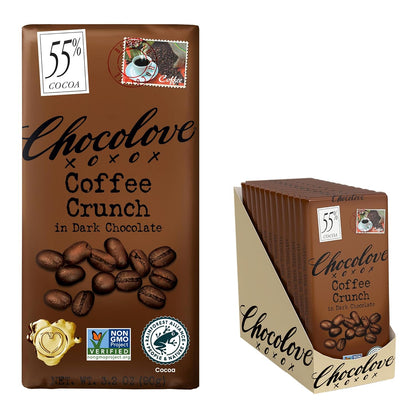 Chocolove - Dark Chocolate Bar Coffee Crunch - 3.2 oz pack of 12