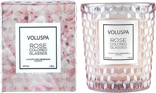 Voluspa Rose Colored Glasses, Classic Candle Jar, 6.5 Ounce, 40 Hour Burn Time, Coconut Wax for Clean Burning, Handcrafted in The USA