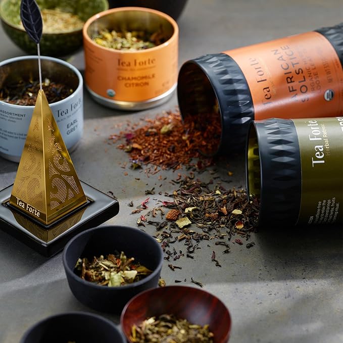 Tea Forte Raspberry Nectar Premium Organic Loose Leaf Caffeine-Free Herbal Tea Blend Canister, Makes 35-50 Cups