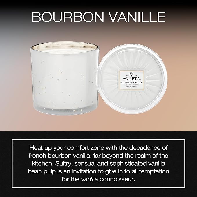 Voluspa Bourbon Vanille, Grande Maison 3 Wick Glass Candle, 36 Ounces, 100 Hour Burn Time, Coconut Wax for Clean Burning, Handcrafted in The USA