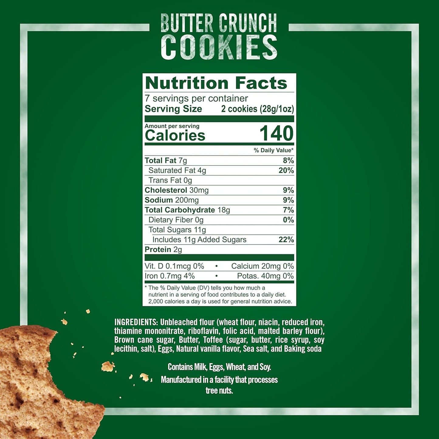 Tate's Bake Shop Butter Crunch Cookies 7 oz Bag (Case pack of 6)