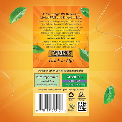 Twinnings Of London Herbal Tea Lemon & Ginger 20 Individual Tea Bags 1.06OZ Pack of 6